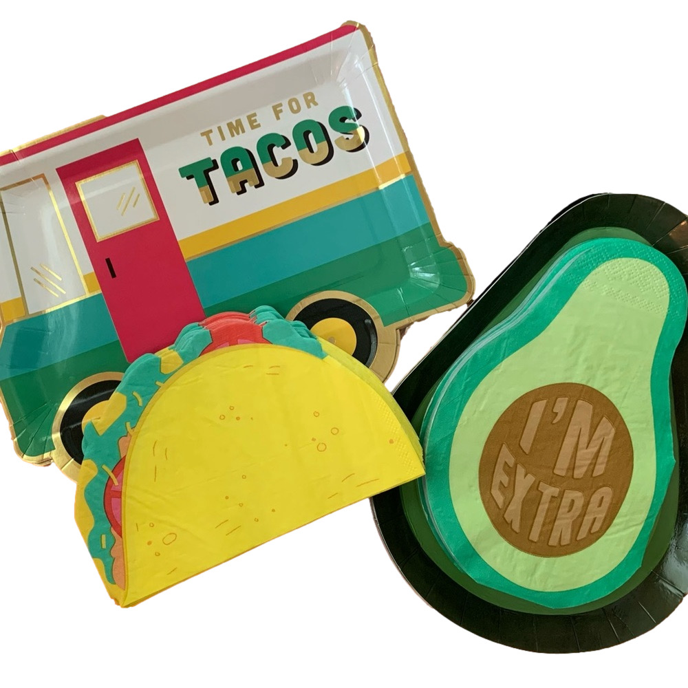 Taco Truck & Avocado Fiesta Party Supplies Bundle Plates Napkins Cinco de Mayo